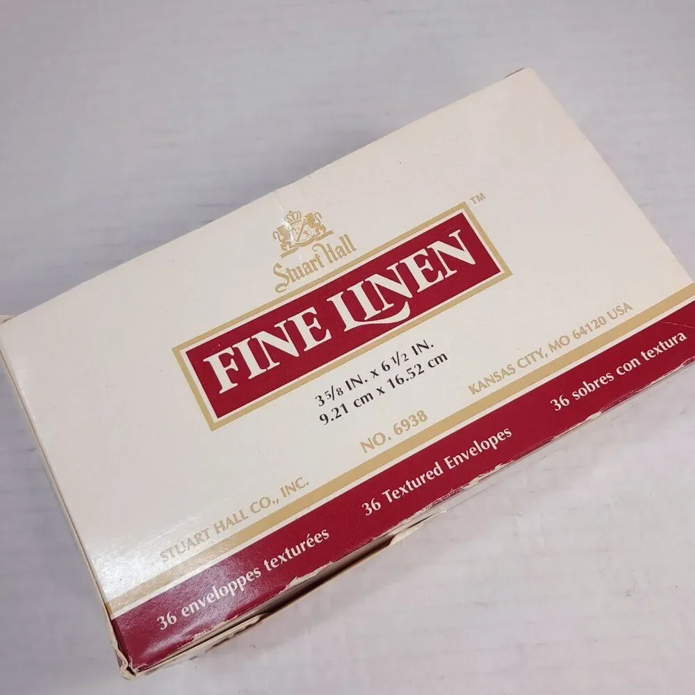 Vintage Stuart Hall Fine Linen Textured Envelopes‎ #6938 made USA box 35 cream